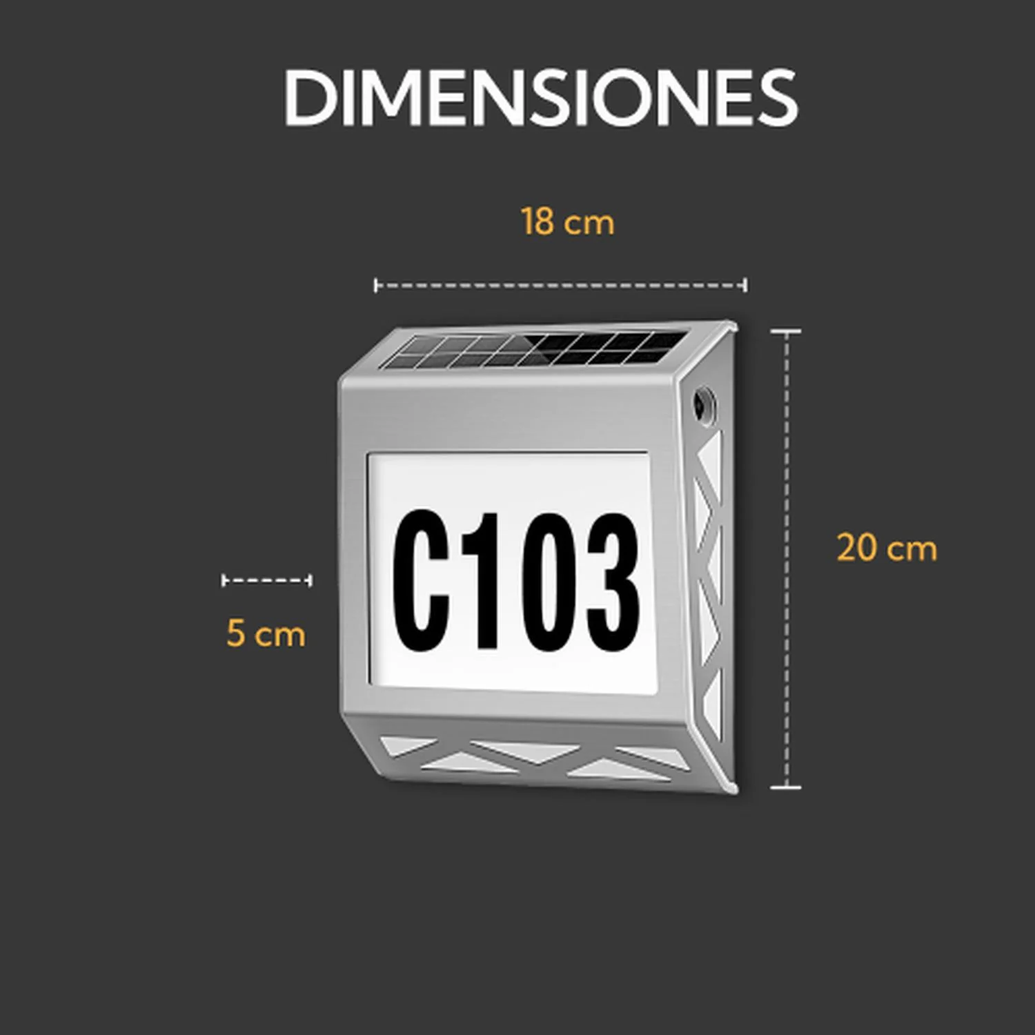 Pack 2 Aplique Solar Contra Agua Con Numeros De Casa - Imagen 5